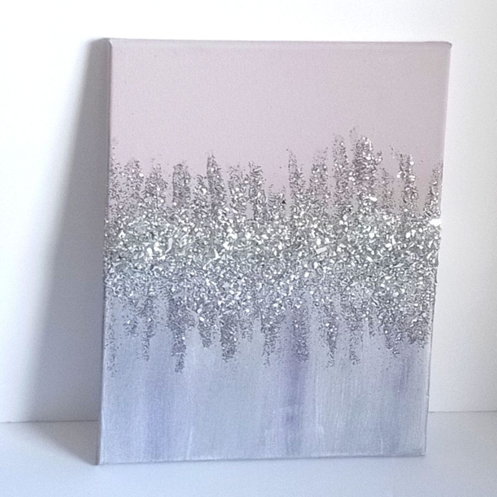 Original Glittery Abstract Purple Glitter  Glam Painting